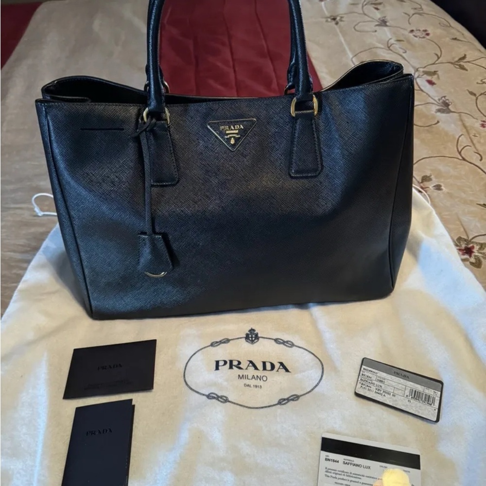 Prada Dark Leather Tote Bag
